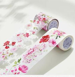 Cadeau Wrap Canada WT Fleur Rose Ballet Large Washi / PET Tape Journals Scrapbooking Décoration Autocollants Adhésifs Esthétique 6cmx5m
