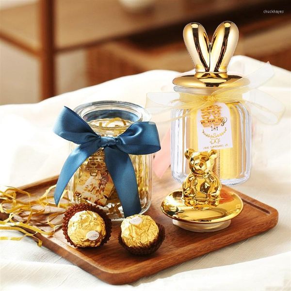 Emballage cadeau bonbons bouteille bocal bocaux en verre bidon de stockage traiter mariage conteneurs en céramique porte-boule coton boîte noël