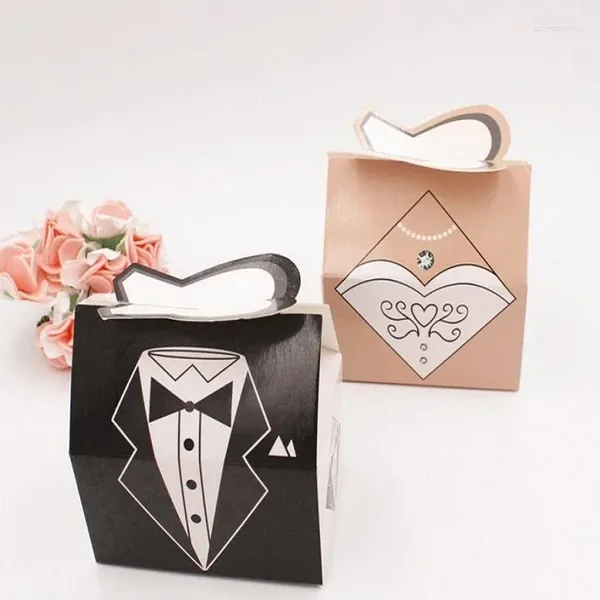 Envoltura de regalo Caja de dulces Bolsa Paquete de papel de chocolate para cumpleaños Favor de fiesta de boda Suministros de decoración DIY Diseño de bolso rosa / negro