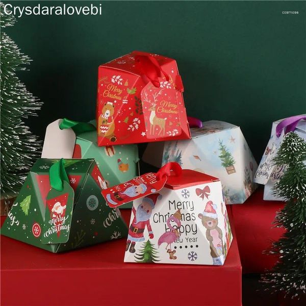 Envoltura de regalo Caja de dulces Cajas de Navidad Decoraciones para el hogar Bolsas con cinta Embalaje Bolsa de papel Favor de fiesta Suministros