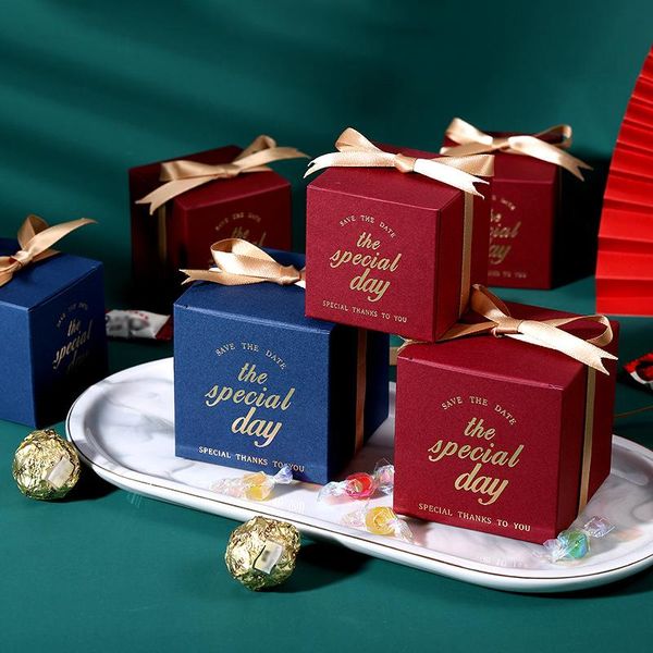 Envoltura de regalo Caja de bombones de caramelo con cinta Día de San Valentín Galletas Merienda Papel de embalaje Boda Favores de Navidad Suministros para fiestasRegalo