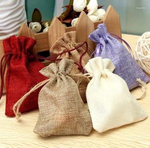 Geschenkafwikkel Candy Packing Bag Burlap Favor veel kleuren voor Kies 50 pc's/lot