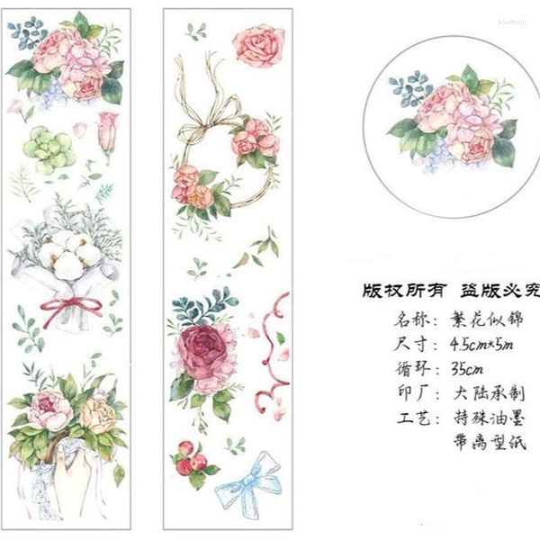 Emballage cadeau tapis de fleurs huile spéciale Washi rubans Junk Journal ruban de masquage adhésif bricolage Scrapbooking décoration autocollants