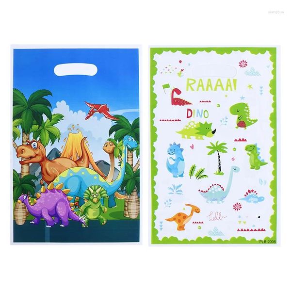 Emballage cadeau Sacs de dinosaures de dessin animé Bonbons en plastique Goodie pour anniversaire Kids Party Fournitures de faveurs à thème