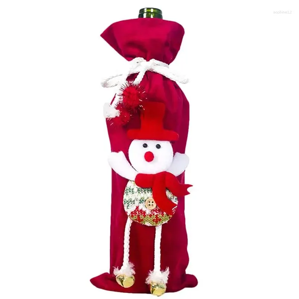 Envoltura de regalo Muñeca de dibujos animados Pantalones de Santa Navidad Bolsas de dulces Bolsa de vino Bolsa de botella Decoración de Navidad Cubierta