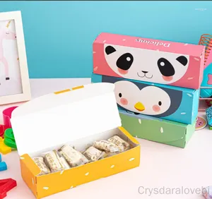 Envoltura de regalo Dibujos animados Flip Yema de huevo Pastelería Animal Caja de panadería rectangular Copo de nieve Turrón