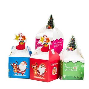 Geschenkverpakking Cartoon Vrolijk Kerstfeest Dozen Voor Snoep Biscuit Bakken Appel Papieren Doos Koekje Geschenkverpakking Nieuwjaar Drop Delivery Thuis Gar Dhsx5