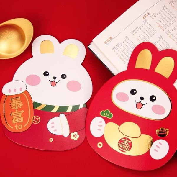 Emballage cadeau dessin animé rouge papier enveloppes argent emballage sac année chinoise chanceux fête Invitation carte de voeux bricolage