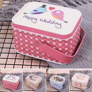 Geschenkwikkel Cartoon Tinplate Candy Boxes met handvat Easter Party Vintage Cookies Biscuit Storage Wedding Wedding