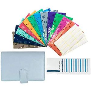 Gift Wrap Cash Budget Envelope portemonnee, 12 geperticeerde verticale openingsenvelop, Binder Note voor budgettering en het besparen van geld blauw