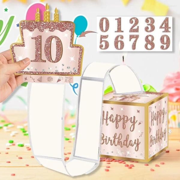 Solución de regalos en efectivo de regalos con calcomanías de bricolaje Box Rose Golden Surprise Birthday Money Kit para mujeres Fiesta