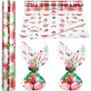 Envoltura de regalo Papel de celofán Envoltura de papel Rollo de Navidad Hoja de envoltorio transparente Bolsas transparentes de Navidad Flores Cesta de embalaje Cestas Santa