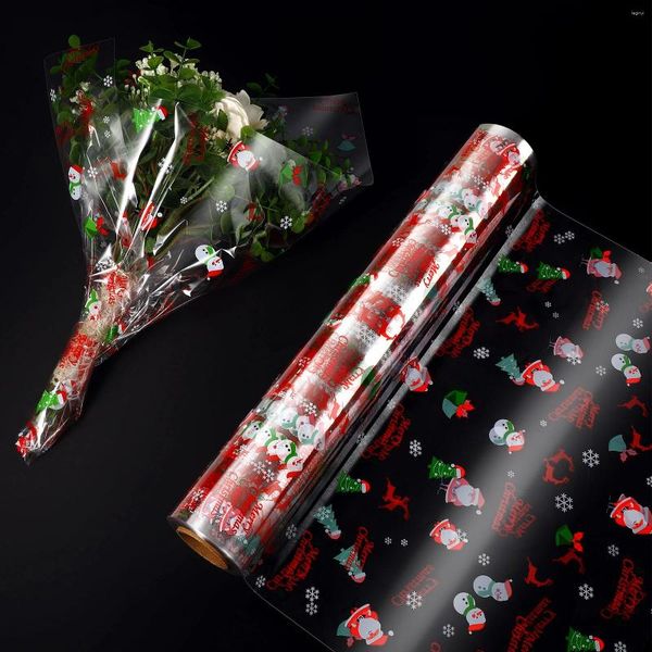 Envoltura de regalo Papel de celofán Envoltura de papel Rollo de Navidad Hoja de envoltorio transparente Cestas transparentes Cesta Embalaje Flores Plástico Santa