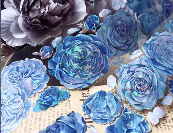 Cadeau Wrap Charmant Bleu Rose Floral Washi PET Tape Planificateur DIY Carte Faire Scrapbooking Plan Autocollant Décoratif
