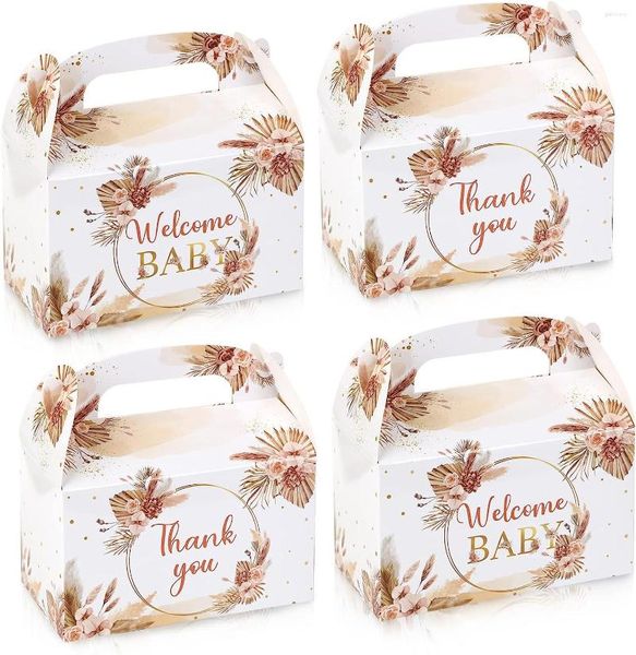 Emballage cadeau Cheereveal Pampa Herbe Party Favor Traiter Boîte Papier Bonbons Biscuits Décoration Pour Baby Shower Boho Thème Fournitures