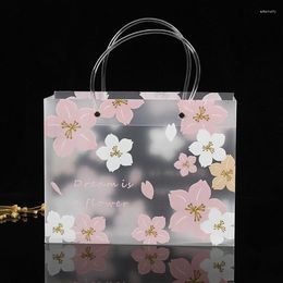 Geschenkwikkel Cherry Blossom Transparant Frosted Handtas PP verpakking Kerstjaar Souvenir Flower Candy Bag