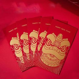 Enveloppe de cadeau chinois Dragon Année rouge Enveloppe festive argent drôle estampilluant des enveloppes de chance hongbao or