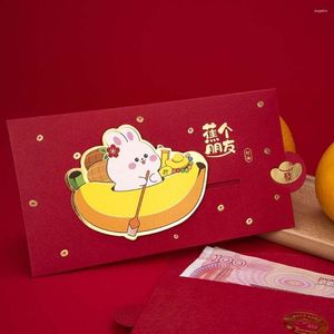 Emballage cadeau Année chinoise Pullout Enveloppe rouge Enveloppes en papier Paquet 2023 Sac d'emballage d'argent