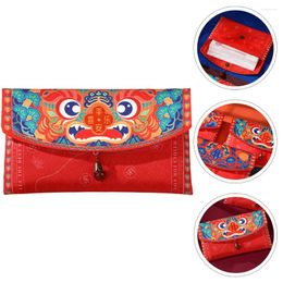 Enveloppe cadeau chinois Année rouge Enveloppe Money Pouch Style enveloppes Paquet de tissu chanceux pour la cérémonie 2024 Sac