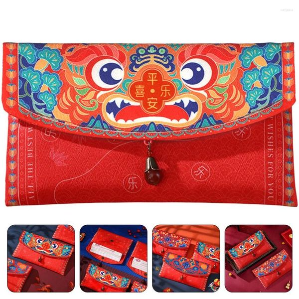 Emballage cadeau Enveloppe rouge de l'année chinoise Festival du printemps Paquets de paquets Enveloppes de style sac à main Sac d'argent en tissu