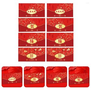 Emballage cadeau année chinoise rouge argent enveloppes boeuf Hongbao Hong Bao cartes décoration zodiaque printemps Festival décor enveloppe