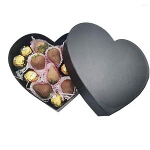 Emballage cadeau fraises enrobées de chocolat emballage de fleurs douces boîte en forme de coeur pour la Saint-Valentin