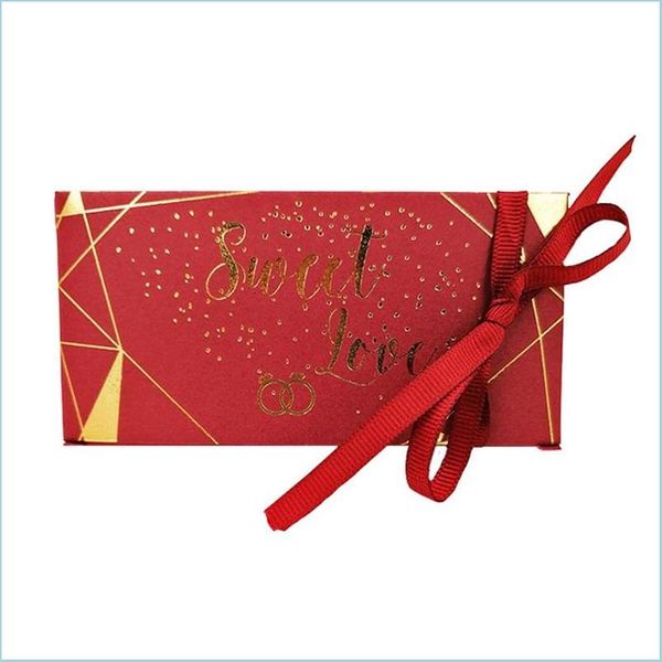 Emballage Cadeau Chocolats Emballage Cadeau Plaqué Or Célébration De Mariage Triangles Boîte De Bonbons Ruban De Soie Cadeaux Mode 0 33Cy M2 Drop Delivery Dheuk