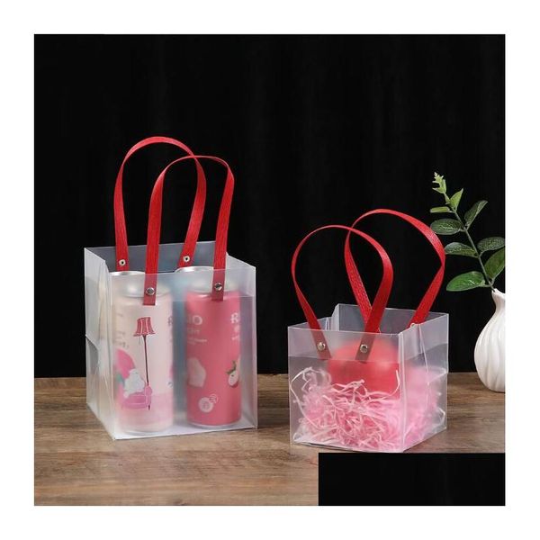 Cadeau Wrap Sac de cadeau de Noël Apple Wrap Transparent Givré PP Sac à main pour les sacs de bonbons de mariage Vacances en gros Package Home Garden Fe Dhogw