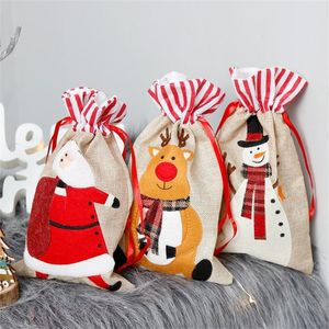 Envoltura de regalo Bolsa de Navidad Embalaje con cordón Bolsas de embalaje de turrón de galletas de caramelo para el hogar Decoraciones de regalos de Papá Noel