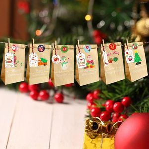 Gift Wrap kersttas met adventkalender Pakbouch Kmas Stickers Santa Wikkel voor Candy Cookie Festival Kinderen kinderen