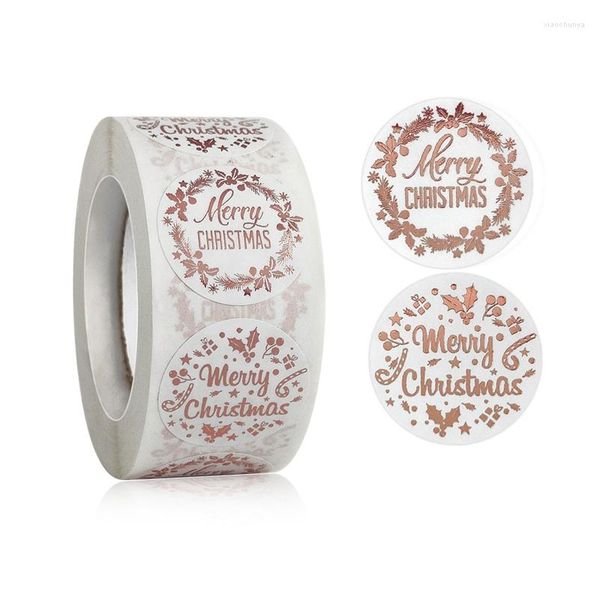 Envoltura de regalo Palabras de bendición de Navidad Decoración Planificador Pegatinas Scrapbooking Diario Papel adhesivo 0.98 pulgadas 500 unidades Etiqueta de Navidad M6CE