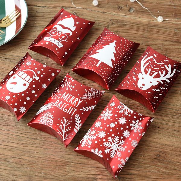 Emballage cadeau Boîte de Noël Emballage Oreiller Forme Joyeux Navidad Année Décoration pour la maison Candy Bar Boxlaser Noël 2022 Cadeau