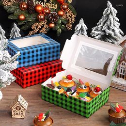Gift Wrap Christmas Cake Packaging Box met raamtransparant voor festivalfeestje Baking Marffin Boxes Candy Gifts
