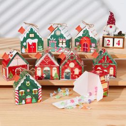 Envoltura de regalo Caja de dulces de Navidad Cajas en forma de casa Decoraciones felices 2023 Año Fiesta de cumpleaños Bolsas de embalaje Favores para niños