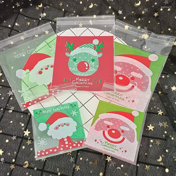 Papel de regalo Bolsas de galletas de dulces de Navidad Plástico autoadhesivo Galletas Empaquetado de refrigerios Año Navidad Elk Favors