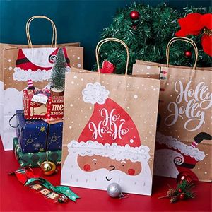 Emballage cadeau Sacs de biscuits de bonbons de Noël Sacs de biscuits en papier kraft Faveurs Décor Décorations de Noël pour la maison Navidad 2024 boîtes