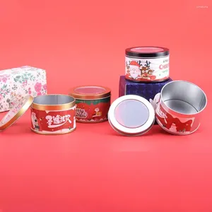 Emballage cadeau Boîtes de bonbons de Noël rondes de Noël Boîtes en fer blanc Mini pot scellé en métal Emballage de pièces de monnaie Boucles d'oreilles Emballage d'écouteurs