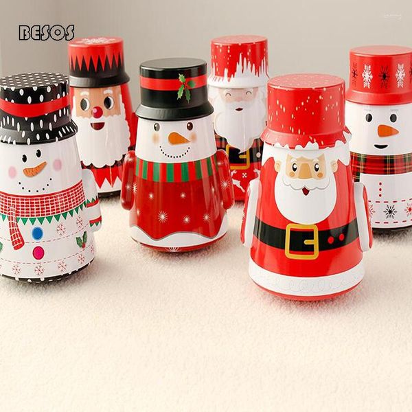 Emballage cadeau Boîte de dessin animé de Noël Santa Snowman Tumbler Festival Année Fête Candy Cookie Package Stockage Fer B275D