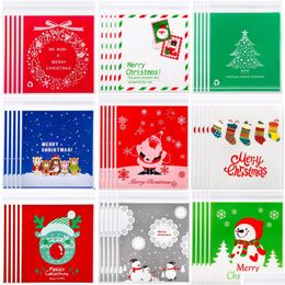 Geschenkwikkeling Kerstmis cellofaan Tassen Candy Holiday Clear Treat Zelfklevende Cookie Cello Drop Delivery Home Garden Feestelijk feest Sup DHBTB