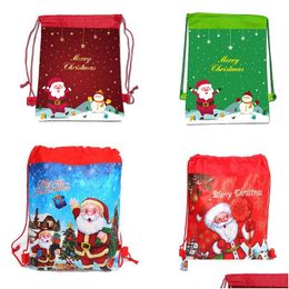 Geschenkwikkeling Kerstmis DSting Bags Cartoon Kinderen Candy Storage Tas Backpack Holiday Party Pakket Drop Delivery Home Garden Feestelijke Dhpun