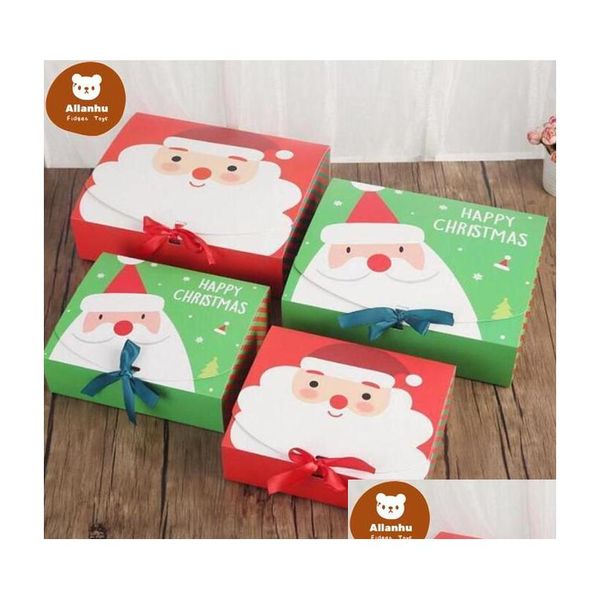 Envoltura de regalo Nochebuena Caja grande Papá Noel Hada Diseño Kraft Tarjeta de papel Presente Fiesta Favor Actividad Rojo Verde Regalos Paquete Cajas Dr Dhzyr