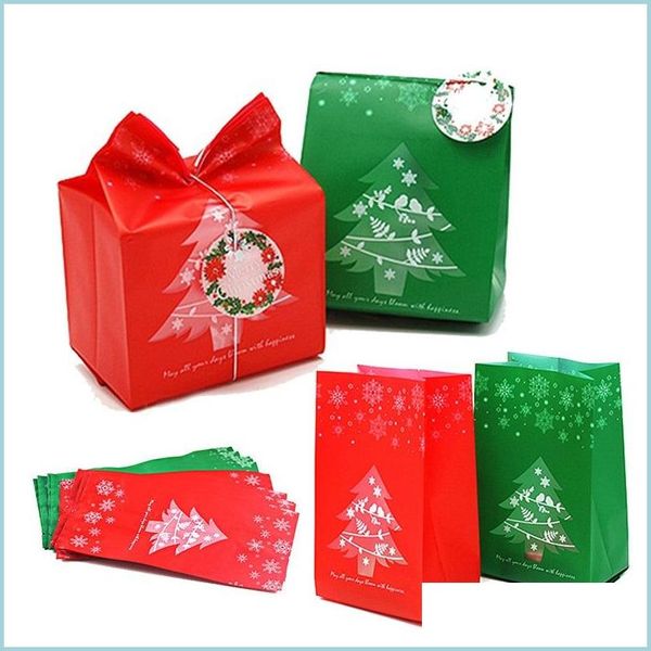 Sacs cadeaux de Noël Sacs de cadeaux de Noël Sac de biscuits de bonbons de Noël Faveurs givrées Rouge Vert Wrap Drop Livraison Maison Jardin Fête Fournitures Ev Dhrsm