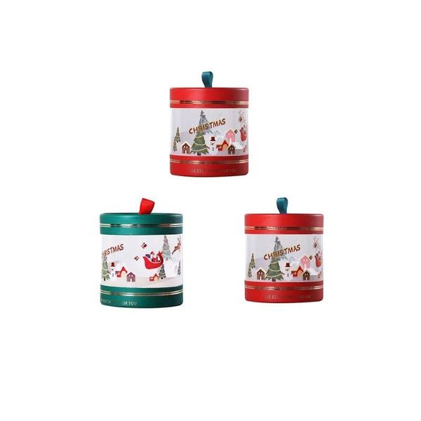 Cadeau cadeau Boîte d'emballage de cadeau de Noël pour Apple Candy Bow Ruban Papier Hing Seau Fête de Noël Décoration de la maison Nouvel An 2024 Drop Deli Dhgze