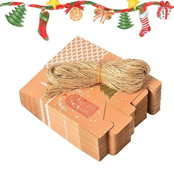 Gift Wrap Christmas Kraft Sac 50pcs Boîte en papier pour cadeaux Produits de décoration intérieure Bookies Biscuits Bracelets Chocolate Toys