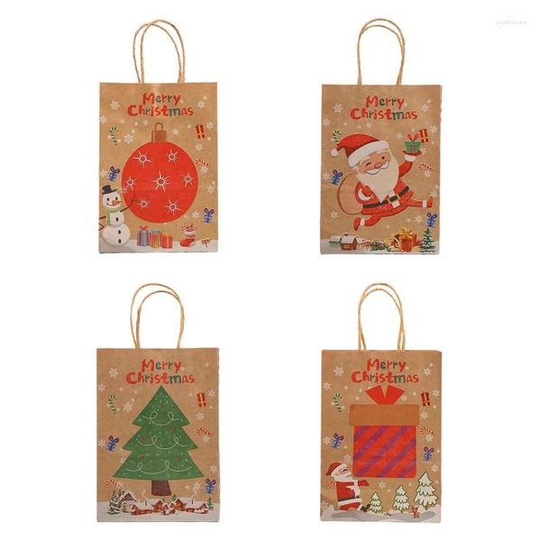 Emballage cadeau de Noël Sacs Kraft 12pcs / set Fourre-tout Sac en papier de grande capacité Noël