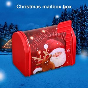 Gift Wrap Christmas Mailbox Candy Storage Tinplate Box Lovely Xmas Metal Kids Case Tree Hanging Ornaments Navidad Home Decoration 221128