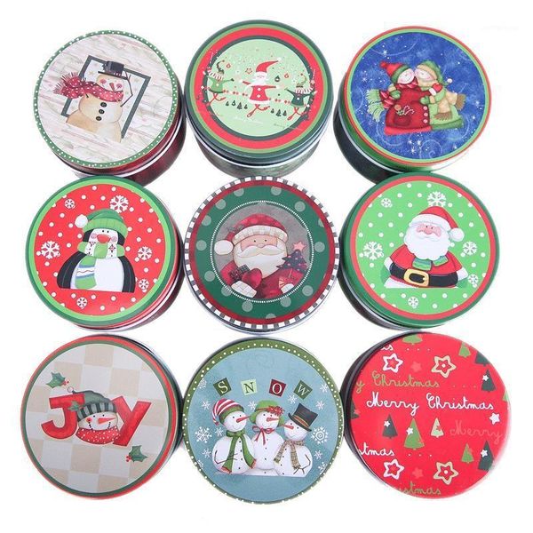 Envoltura de regalo Buzón de Navidad Caja de lata de caramelo Caja para niños Santa Claus Muñeco de nieve Impreso Tarro sellado Cajas de embalaje Color aleatorio1