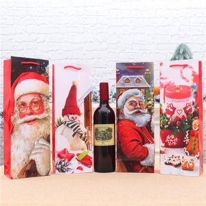 Emballage cadeau Noël sac en papier bouteille de vin emballage décoration petite faveur noël année fête Restaurant