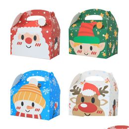 Envoltura de regalo Cajas de papel de Navidad Fiesta de cumpleaños Favor Goodie Candy Buffet Cake Box Bolsa con asa Año nuevo LX4963 Drop Deliv DHV9X