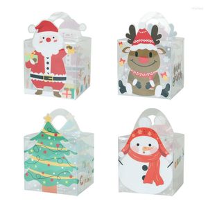 Geschenkwikkel Kerstmis PVC Transparante muffinbox Cake Carry Merry Decor for Home Kerstmis ornamenten Navidad Party Candy